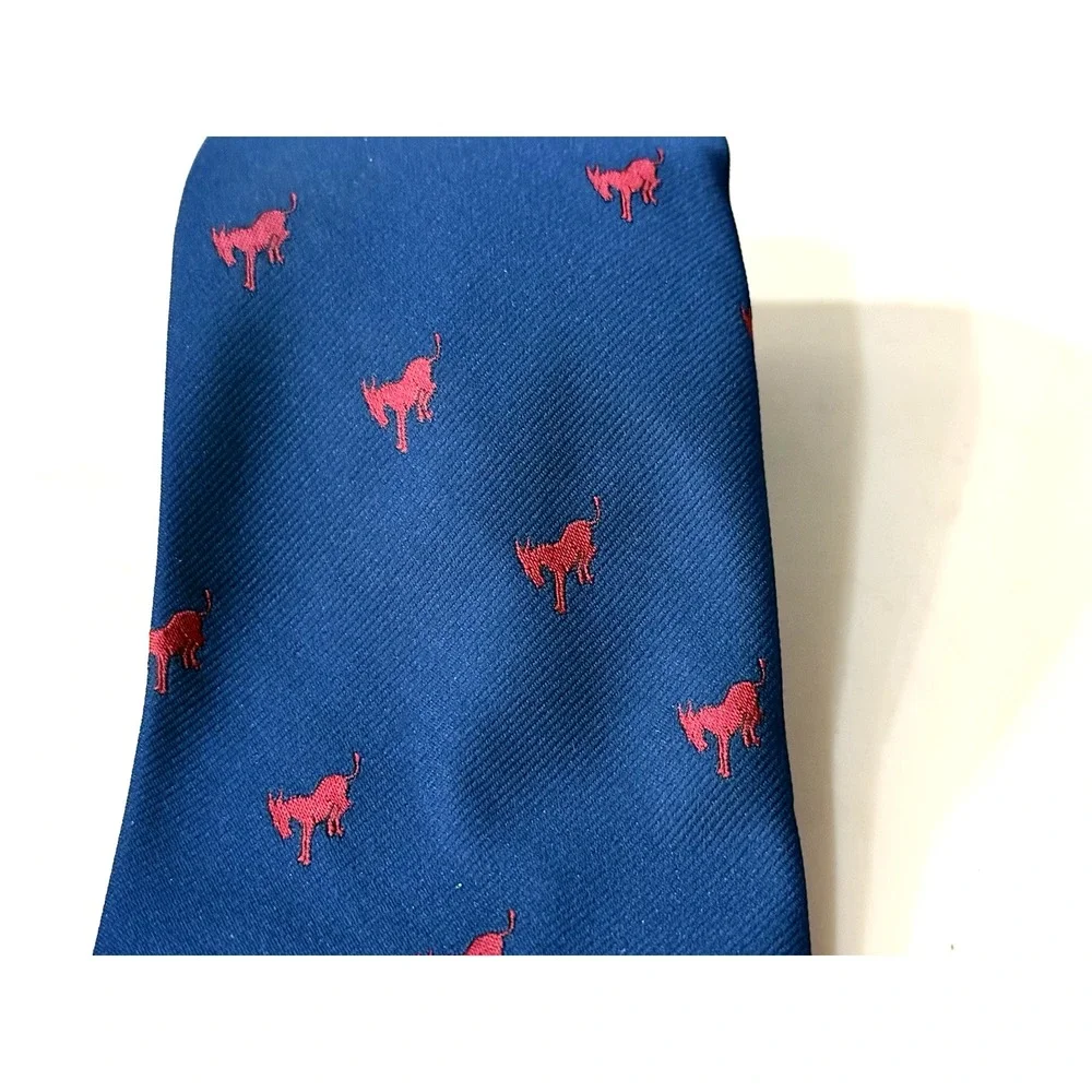 Pietpo Di‎ Como Tie Mens Blue Red Donkey All Over Print3 1/2 1982